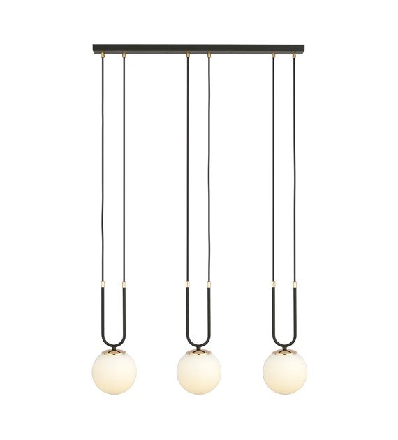 GLAM suspension design verre & doré, 1–4 sources, fabriquée en Pologne GLAM 3 NOIR/OPALE