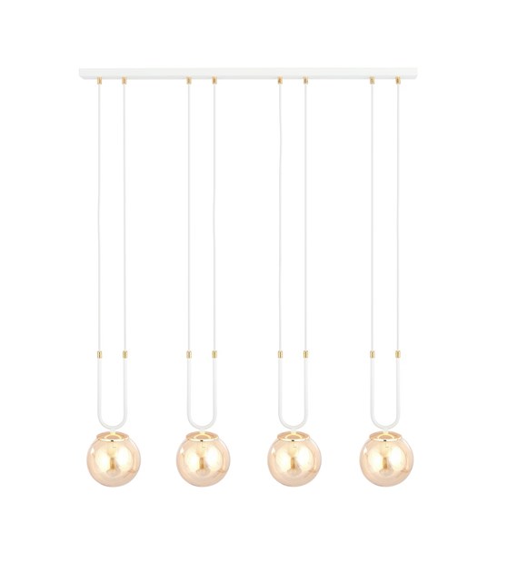 GLAM suspension design verre/doré, 1–4 sources, fabriquée en Pologne GLAM 4 BLANC/MIEL