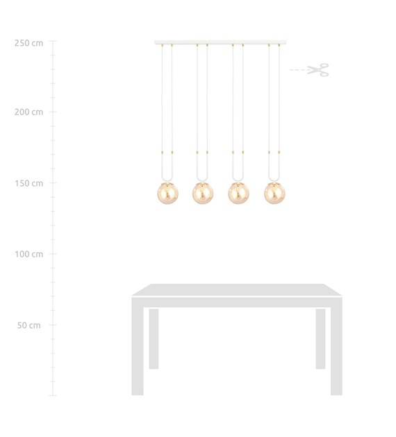 GLAM suspension design verre/doré, 1–4 sources, fabriquée en Pologne GLAM 4 BLANC/MIEL