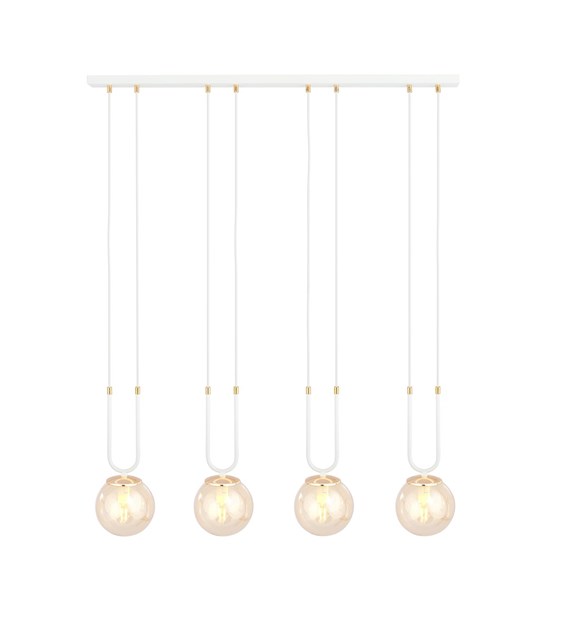 GLAM suspension design verre/doré, 1–4 sources, fabriquée en Pologne GLAM 4 BLANC/MIEL
