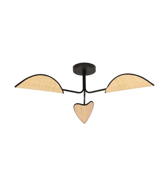 Plafonnier GOMEZ 3 ROTIN – abat-jours feuilles, 3 lampes GOMEZ 3 ROTIN