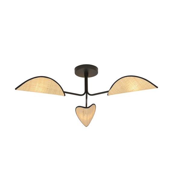 Plafonnier GOMEZ 3 ROTIN – abat-jours feuilles, 3 lampes GOMEZ 3 ROTIN