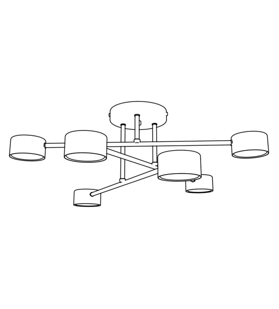Plafonnier HALO 6 blanc thermolaqué – 6 sources, design minimaliste HALO 6 BLANC