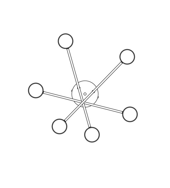 Plafonnier HALO 6 blanc thermolaqué – 6 sources, design minimaliste HALO 6 BLANC