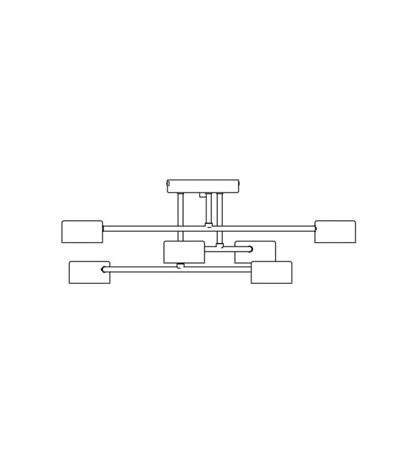 Plafonnier HALO 6 blanc thermolaqué – 6 sources, design minimaliste HALO 6 BLANC