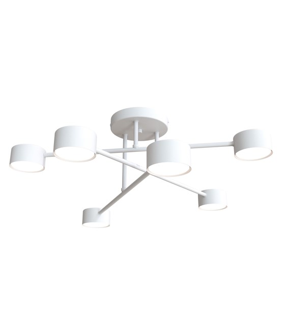 Plafonnier HALO 6 blanc thermolaqué – 6 sources, design minimaliste HALO 6 BLANC