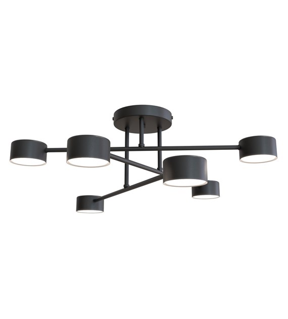 Plafonnier design HALO 6 noir, métal thermolaqué, 6 sources HALO 6 NOIR