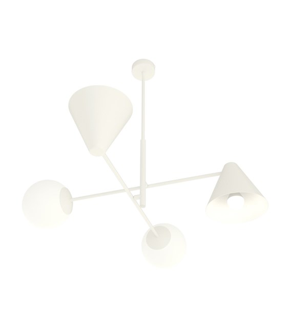 Plafonnier design HERMES 4 Blanc – industriel, verre, bi-protection HERMES 4 BLANC