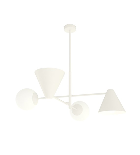 Plafonnier design HERMES 4 Blanc – industriel, verre, bi-protection HERMES 4 BLANC