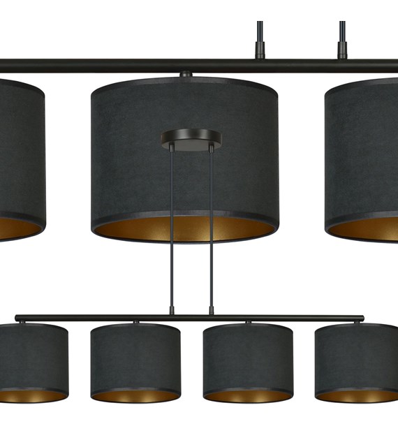 Suspension HILDE 4 lumières noire, fini velouté, intérieur doré HILDE 4 BL NOIR