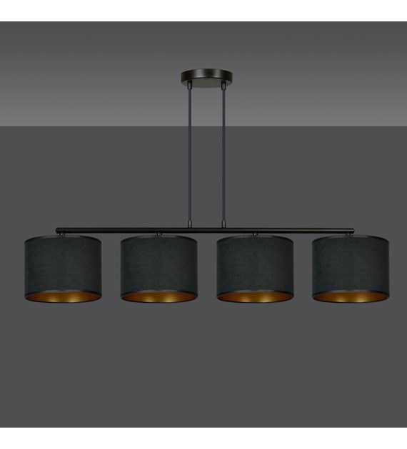 Suspension HILDE 4 lumières noire, fini velouté, intérieur doré HILDE 4 BL NOIR