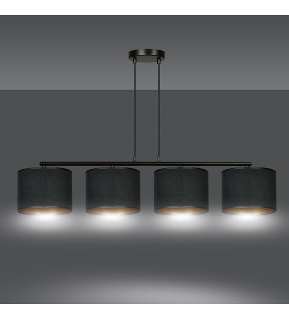 Suspension HILDE 4 lumières noire, fini velouté, intérieur doré HILDE 4 BL NOIR