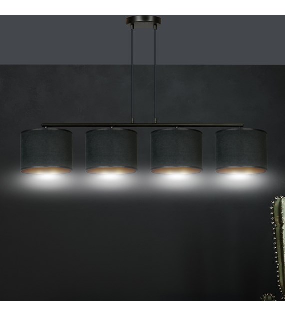 Suspension HILDE 4 lumières noire, fini velouté, intérieur doré HILDE 4 BL NOIR