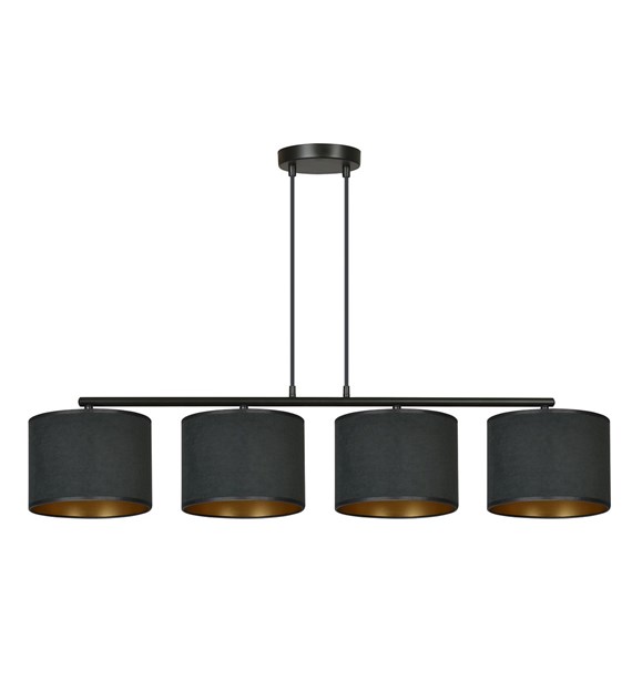 Suspension HILDE 4 lumières noire, fini velouté, intérieur doré HILDE 4 BL NOIR