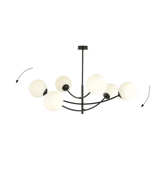 Plafonnier Hunter 6 noir opale — design moderne, lumière homogène HUNTER 6 NOIR/OPALE