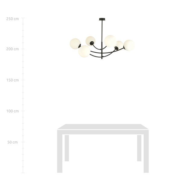 Plafonnier Hunter 6 noir opale — design moderne, lumière homogène HUNTER 6 NOIR/OPALE