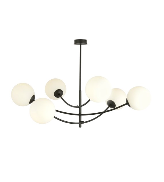 Plafonnier Hunter 6 noir opale — design moderne, lumière homogène HUNTER 6 NOIR/OPALE