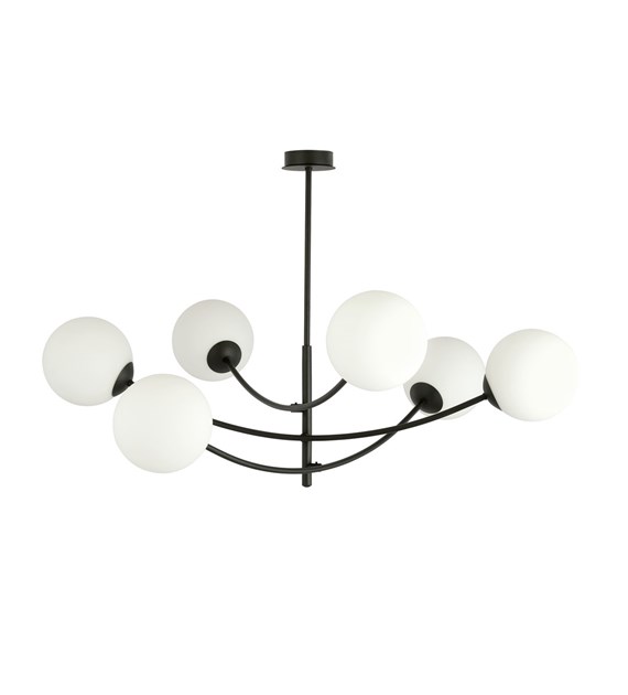 Plafonnier Hunter 6 noir opale — design moderne, lumière homogène HUNTER 6 NOIR/OPALE
