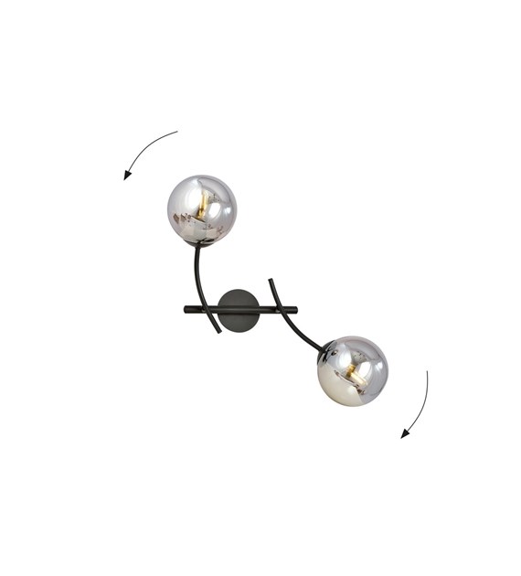 Applique murale design HUNTER K2 noir/graphite, verre délicat HUNTER K2 NOIR/GRAPHITE