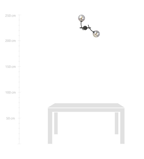 Applique murale design HUNTER K2 noir/graphite, verre délicat HUNTER K2 NOIR/GRAPHITE