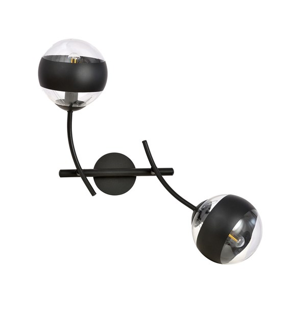 Applique murale HUNTER K2 noir rayé abat-jours en verre design moderne HUNTER K2 NOIR/RAYÉ