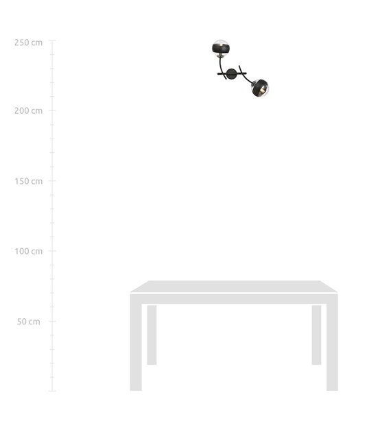 Applique murale HUNTER K2 noir rayé abat-jours en verre design moderne HUNTER K2 NOIR/RAYÉ