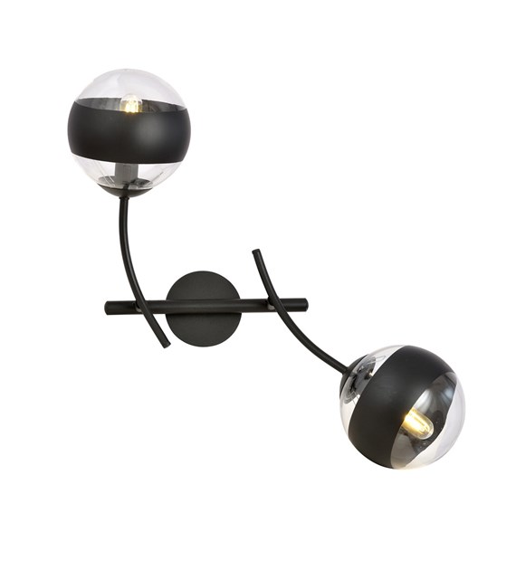 Applique murale HUNTER K2 noir rayé abat-jours en verre design moderne HUNTER K2 NOIR/RAYÉ