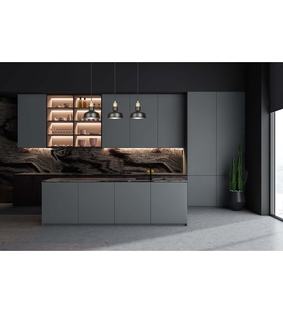 Suspension IBOR 3 Noir design loft, abat-jours ouverts, accents dorés IBOR 3 NOIR