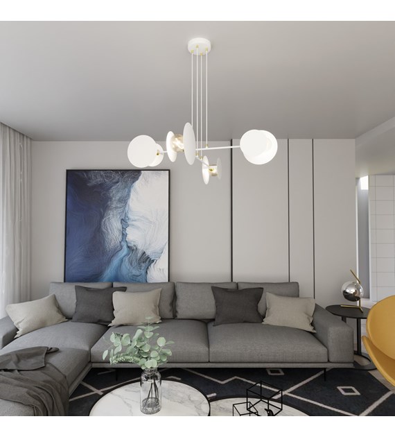 IDEA 4 Blanc - Luminaire suspendue minimaliste salon-escalier-couloir IDÉE 4 BLANC