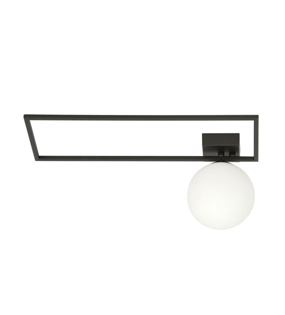 Plafonnier IMAGO 1 A Noir/Opale - design loft, métal et verre IMAGO 1A NOIR/OPALE