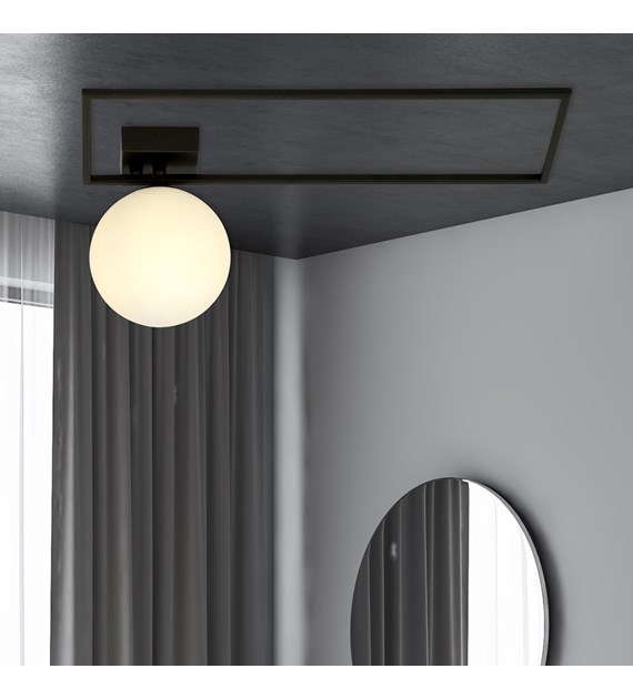 Plafonnier IMAGO 1 A Noir/Opale - design loft, métal et verre IMAGO 1A NOIR/OPALE