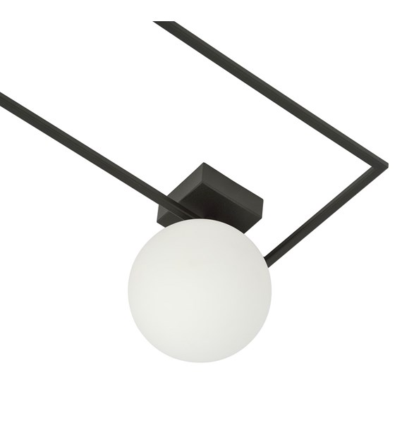 Plafonnier IMAGO 1 A Noir/Opale - design loft, métal et verre IMAGO 1A NOIR/OPALE