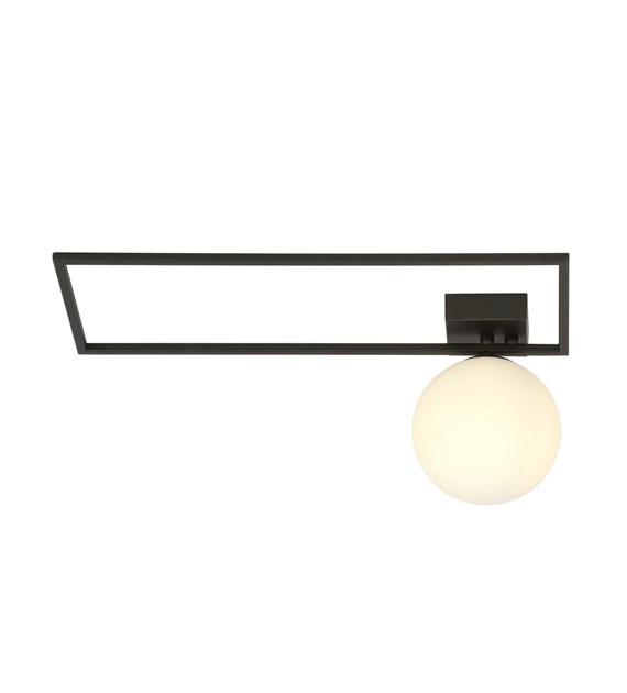 Plafonnier IMAGO 1 A Noir/Opale - design loft, métal et verre IMAGO 1A NOIR/OPALE