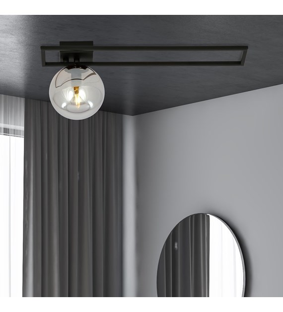 Plafonnier IMAGO 1 C Noir Grafit – style industriel, abat-jour verre IMAGO 1C NOIR/GRAFIT
