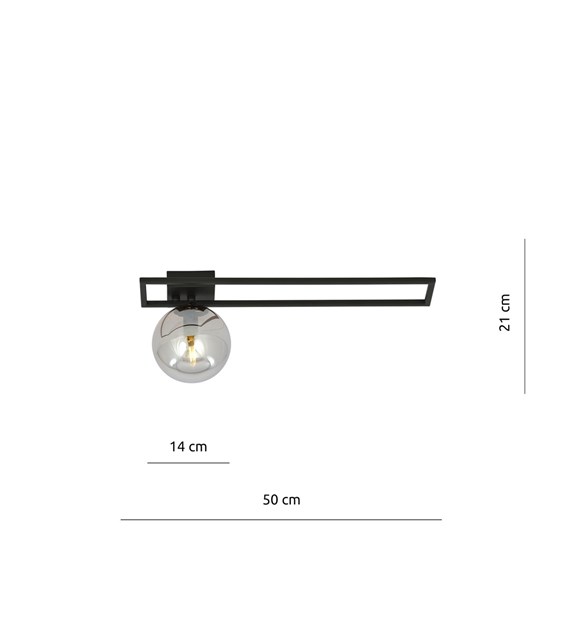 Plafonnier IMAGO 1 C Noir Grafit – style industriel, abat-jour verre IMAGO 1C NOIR/GRAFIT