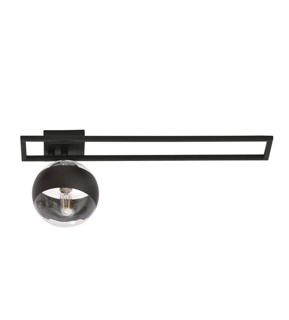 Plafonnier IMAGO 1 C Noir Rayé – Design industriel en métal et verre IMAGO 1C NOIR/RAYURE