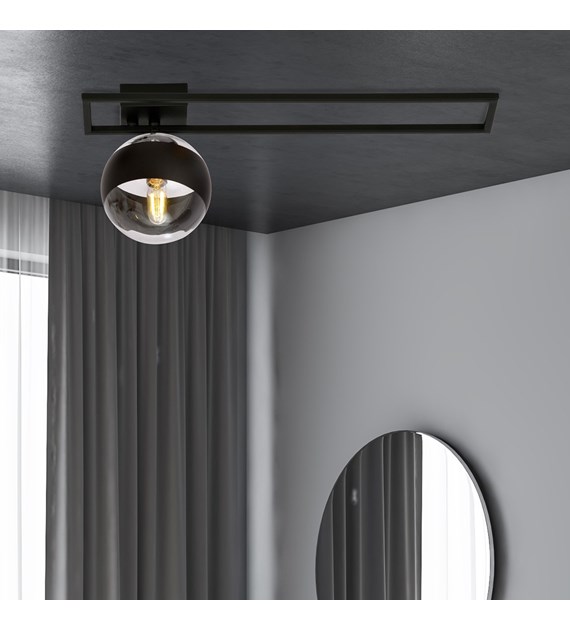 Plafonnier IMAGO 1 C Noir Rayé – Design industriel en métal et verre IMAGO 1C NOIR/RAYURE