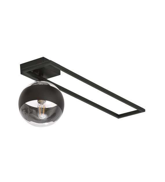Plafonnier IMAGO 1 C Noir Rayé – Design industriel en métal et verre IMAGO 1C NOIR/RAYURE