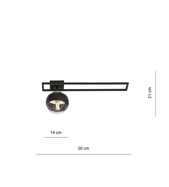 Plafonnier IMAGO 1 C Noir Rayé – Design industriel en métal et verre IMAGO 1C NOIR/RAYURE