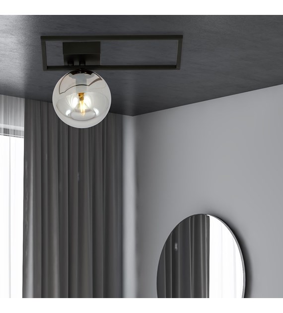 Plafonnier design IMAGO 1 D Noir Graphit métal poudré verre IMAGO 1D NOIR/GRAFIT