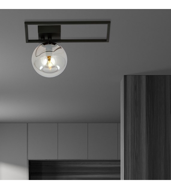 Plafonnier design IMAGO 1 D Noir Graphit métal poudré verre IMAGO 1D NOIR/GRAFIT