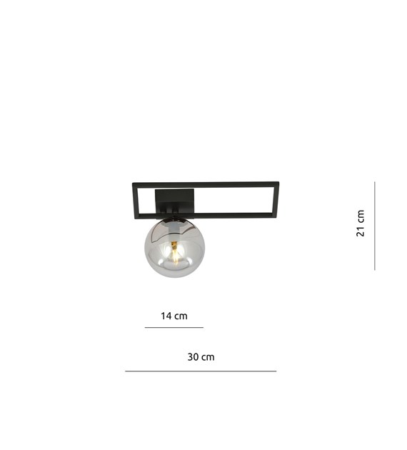 Plafonnier design IMAGO 1 D Noir Graphit métal poudré verre IMAGO 1D NOIR/GRAFIT