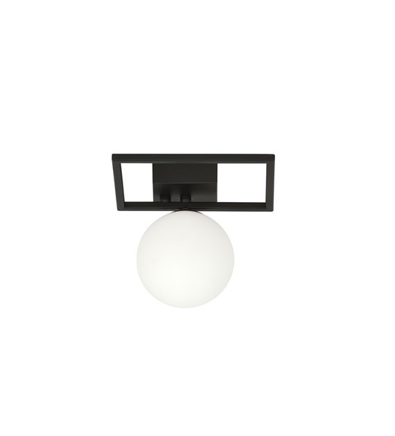 Plafonnier IMAGO 1 E Noir/Opale - design industriel, verre IMAGO 1E NOIR/OPALE