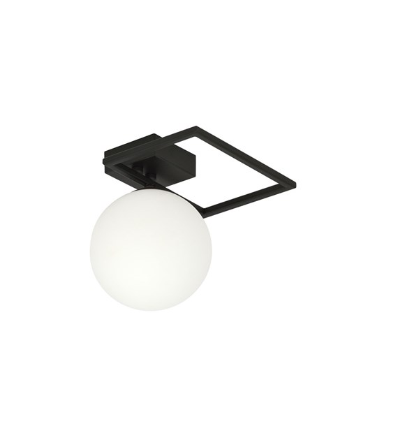 Plafonnier IMAGO 1 E Noir/Opale - design industriel, verre IMAGO 1E NOIR/OPALE