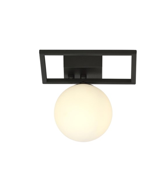 Plafonnier IMAGO 1 E Noir/Opale - design industriel, verre IMAGO 1E NOIR/OPALE