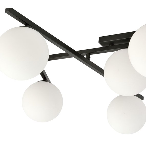 Plafonnier SMART 4 Noir/Opale – design épuré, lumière ciblée INTELLIGENT 4 NOIR/OPALE