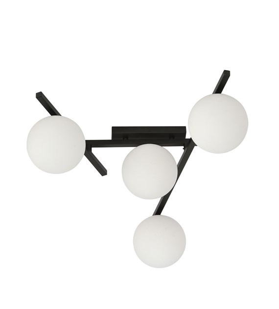 Plafonnier SMART 4 Noir/Opale – design épuré, lumière ciblée INTELLIGENT 4 NOIR/OPALE