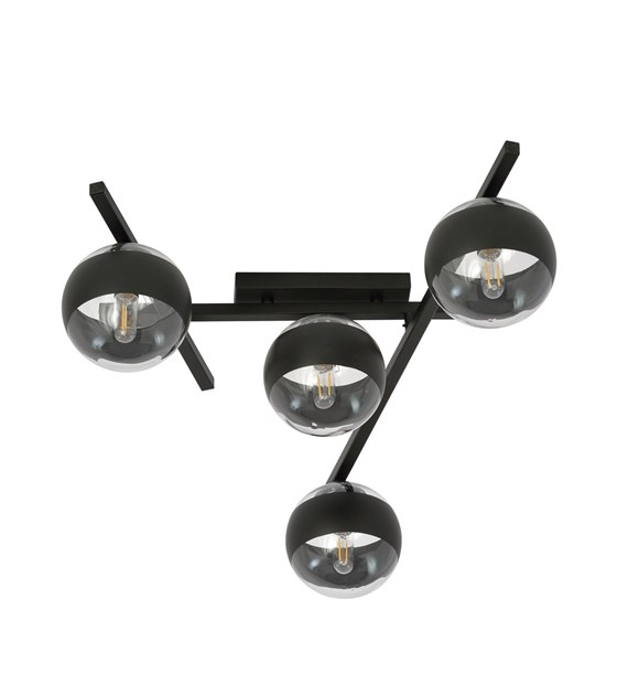 Plafonnier SMART 4 – Noir rayé, design loft, éclairage efficace INTELLIGENT 4 NOIR/RAYÉ