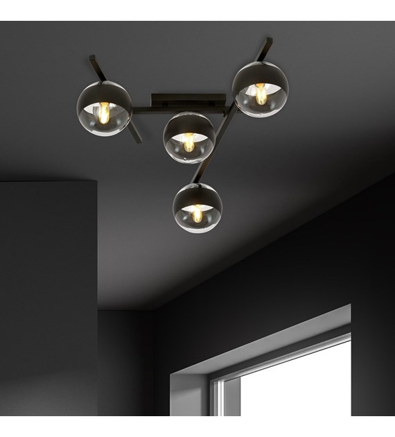 Plafonnier SMART 4 – Noir rayé, design loft, éclairage efficace INTELLIGENT 4 NOIR/RAYÉ