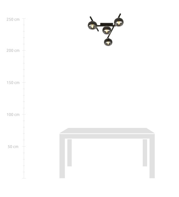 Plafonnier SMART 4 – Noir rayé, design loft, éclairage efficace INTELLIGENT 4 NOIR/RAYÉ